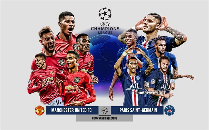 Manchester United FC vs PSG, Gruppo H, UEFA Champions League, Anteprima, materiale promozionale, calciatori, Champions League, partita di calcio, Manchester United FC, PSG
