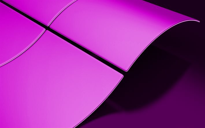 紫色のWindowsロゴ, 創造的な赤い背景, 紫の窓のエンブレム, 紫のWindowsの背景, 3Dアート, Windowsロゴ, Windows