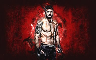 Raphael Assuncao, MMA, UFC, Brazilian fighter, red stone background
