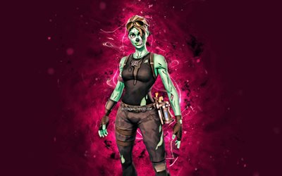 Ghoul Trooper, 4k, lila neonljus, 2020-spel, Fortnite Battle Royale, Fortnite-karakt&#228;rer, Ghoul Trooper Skin, Fortnite, Ghoul Trooper Fortnite