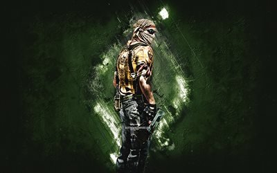 Rebelde, agente CSGO, Counter-Strike Global Offensive, fundo de pedra verde, Counter-Strike, personagens CSGO