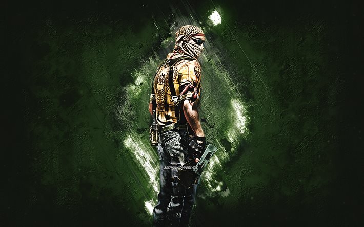 Ribelle, agente CSGO, Counter-Strike Global Offensive, sfondo di pietra verde, Counter-Strike, personaggi CSGO