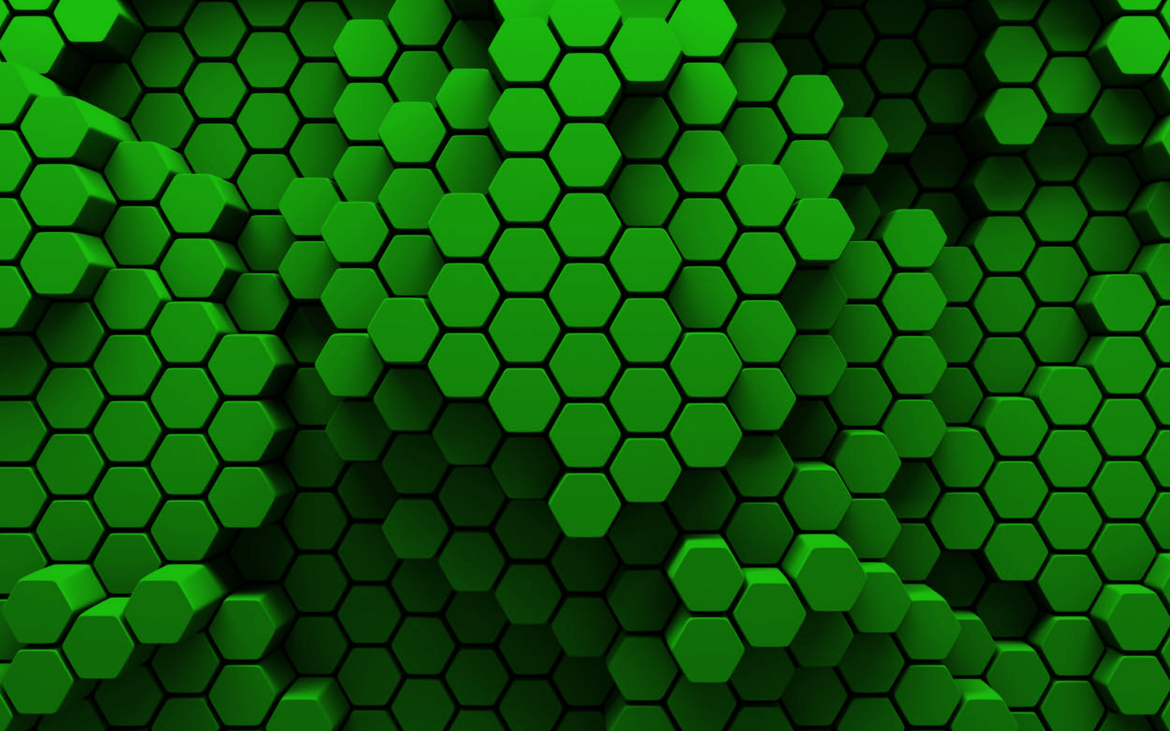 Lataa kuva vihreät kuusikulmiot, 4k, 3D-taide, luova, hunajakenno,  kuusikulmion kuviot, vihreä kuusikulmion tausta, kuusikulmion tekstuurit,  vihreät taustat, kuusikulmion rakenne näytön resoluutio 3840x2400.  Taustakuvat työpöydälle