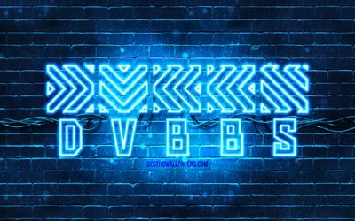 DVBBS bl&#229; logotyp, 4k, Chris Chronicles, Alex Andre, bl&#229; brickwall, DVBBS logotyp, kanadensisk k&#228;ndis, DVBBS neon logotyp, DVBBS