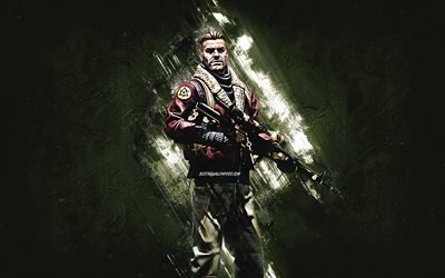 Rezan, agente CSGO, Counter-Strike Global Offensive, sfondo in pietra verde, Contro-Strike, personaggi CSGO
