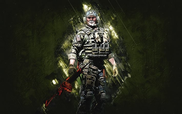Tenente Comandante Ricksaw, agente da CSGO, Ofensiva Global de Counter-Strike, fundo de pedra verde, personagens de Counter-Strike, CSGO