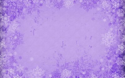purple snowflakes frame, winter concepts, Happ New Year, violet winter background, snowflakes frames, snowflakes patterns