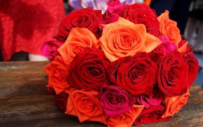 bouquet de mariage, de roses, bouquet de mariée, des roses rouges