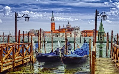 boats, Venice, Italy, San-Marco, Great channel, Piazza