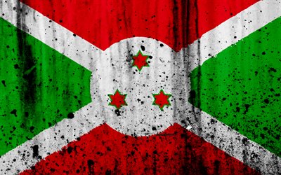 Burundianフラグ, 4k, グランジ, フラグのブルンジ, アフリカ, ブルンジ, 国立記号, ブルンジ国旗