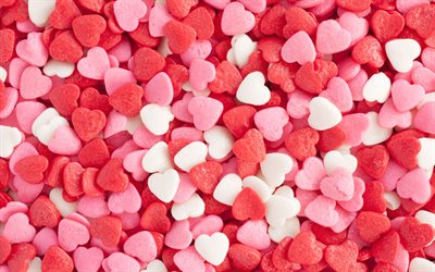 hearts, candy, 4k, sweets, love texture