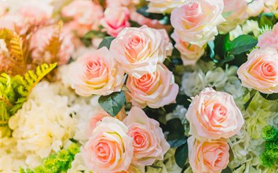 pink roses, beautiful flowers, roses, bouquets of roses