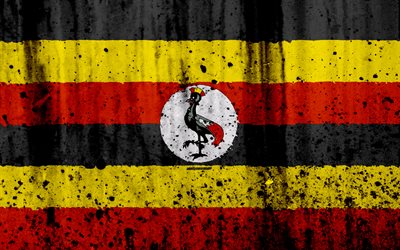 Ugandan flag, 4k, grunge, flag of Uganda, Africa, Uganda, national symbols, Uganda national flag