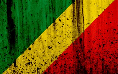 Congosolianフラグ, 4k, グランジ, コンゴフラグ, アフリカ, コンゴ共和国, 国立記号, コンゴ国旗