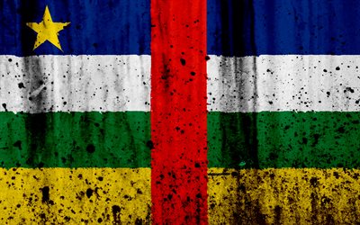 Orta Afrika Cumhuriyeti, Afrika, ulusal semboller, ARABA ulusal bayrağı, ARABA bayrağı, 4k, grunge, bayrak