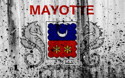 Mayotte flag, 4k, grunge, flag of Mayotte, Africa, Mayotte, national symbols, Mayotte national flag