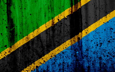 Tanzania flag, 4k, grunge, flag of Tanzania, Africa, Tanzania, national symbols, Tanzania national flag
