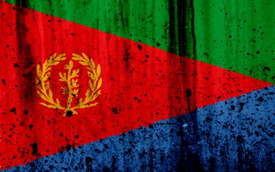 Eritreia bandeira, 4k, grunge, bandeira da Eritreia, &#193;frica, Eritreia, s&#237;mbolos nacionais, Eritreia bandeira nacional