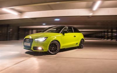 ABT, la optimizaci&#243;n, el Audi A1 de 2017, los coches, tuning, autos compactos, de color amarillo A1, Audi