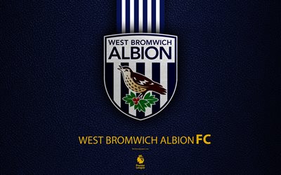 West Bromwich Albion, FC, 4k, Engelska football club, l&#228;der konsistens, Premier League, logotyp, emblem, West Bromwich, England, STORBRITANNIEN, fotboll