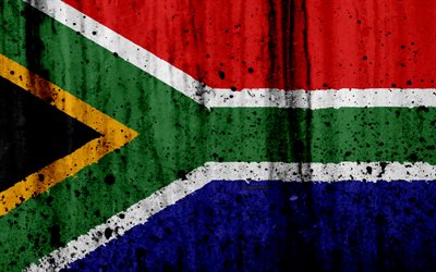 South African flag, 4k, grunge, flag of South Africa, Africa, South Africa, national symbols, South Africa national flag