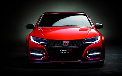 Honda Civic Type R, 4k, studio, 2017 cars, red Civic, japanese cars, Honda