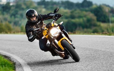 Ducati Monster 821, road, 4k, rider, italian motorcycles, Ducati