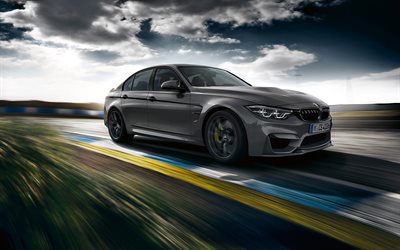 BMW M3 CS, 2018, new gray m3, sports sedan, German cars, racing track, speed, BMW