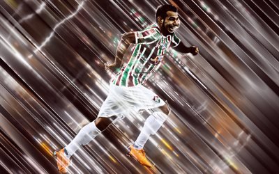 Junior Sornoza, 4k, yaratıcı sanat, stil, Fluminense, Ekvatorlu futbolcu, Serie A, Brezilya, kırmızı yaratıcı arka plan, Bir futbol bı&#231;aklar, Fluminense FC
