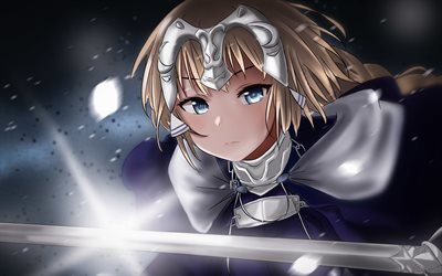 Jeanne d Arc, sword, Fate Grand Order, blue eyes, Alter, manga, Avenger, Fate Series, TYPE-MOON