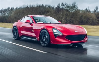 TVR Griffith, 2018, red supercar, new red Griffith, riding in the rain concepts, TVR