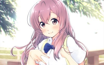 Koe no Katachi, Japanese manga, portrait, face, pink hair, A Silent Voice