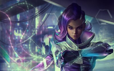 Sombra, les n&#233;ons, les cyber-guerrier, œuvres d&#39;art, Overwatch