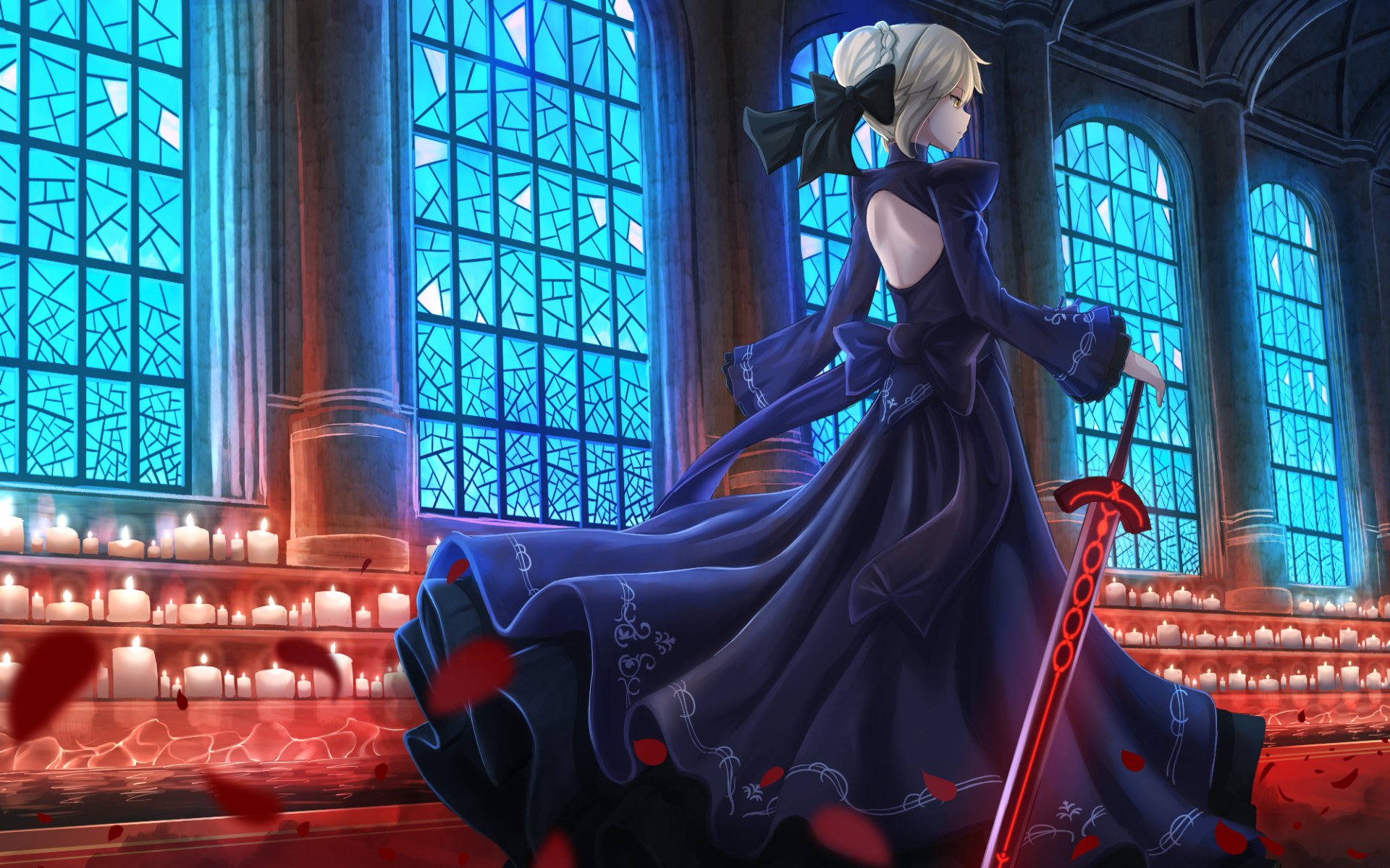 Download wallpapers Saber Alter, night, Fate Grand Order, sword, manga,  TYPE-MOON, Fate Series for desktop with resolution 1920x1200. High Quality  HD pictures wallpapers