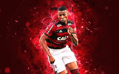 Jean Lucas, Brezilyalı futbolcular, orta saha oyuncusu, Flamengo FC, futbol, Jean Lucas Oliveira, Brezilya Serie A, soyut sanat, neon ışıkları, Brezilya