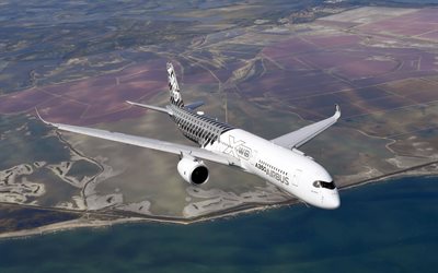 Airbus A350-900, avi&#243;n de pasajeros, transporte a&#233;reo, los aviones modernos, el Airbus A350 XWB de Airbus