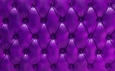 紫色の革張り, 4k, 近, 紫革, 紫革の背景, 皮革, 紫背景, 張り感
