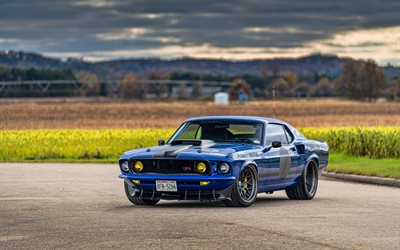 Ford Mustang Mach 1 R Unkl, 4k, 1969 coches, Ringbrothers, tuning, coches del m&#250;sculo, personalizada Ford Mustang, Ford