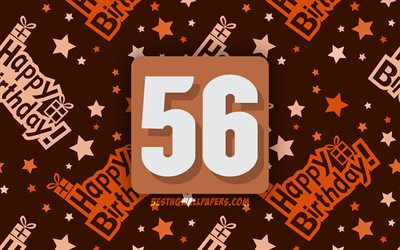 4k, Happy 56 Years Birthday, orange abstract background, Birthday Party, minimal, 56th Birthday, Happy 56th birthday, artwork, Birthday concept, 56th Birthday Party