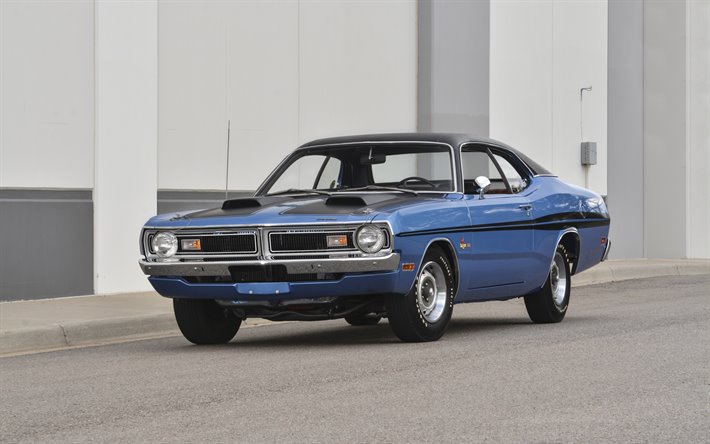 Dodge Demon GSS, 1971, retro cars, coches cl&#225;sicos americanos, blue Demon GSS, coches de &#233;poca, Dodge