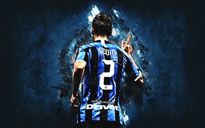 Diego Godin, FC Internazionale, Uruguaylı futbolcu, mavi taş, arka plan, Inter Milan, futbol, Godin İnter Serie