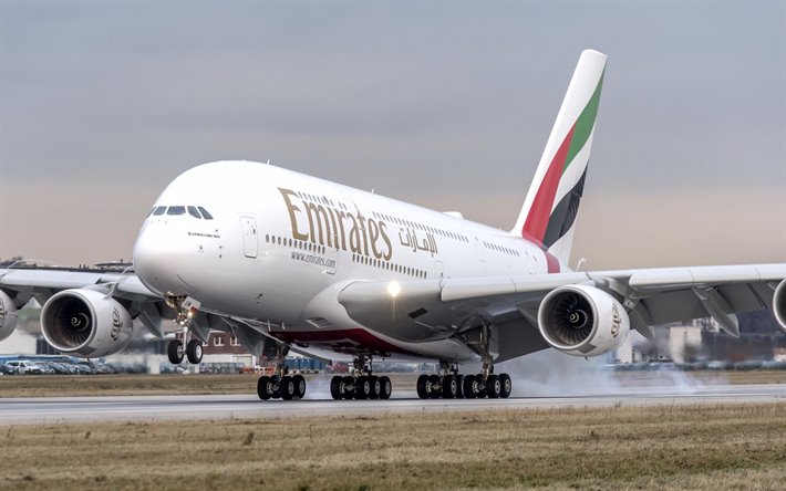 Airbus A380-800, Emirates Airlines, A380, large passenger airliner, passenger aircraft, UAE, Airbus