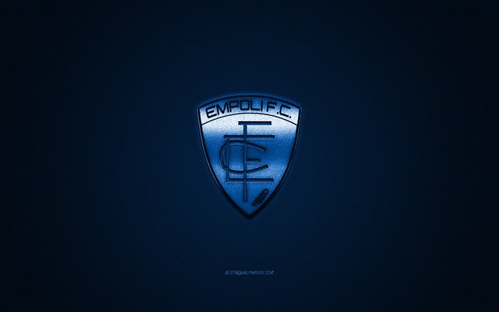 El Empoli FC, club de f&#250;tbol italiano, de la Serie B, logo azul, azul de fibra de carbono de fondo, f&#250;tbol, Empoli, Italia, Empoli FC logo
