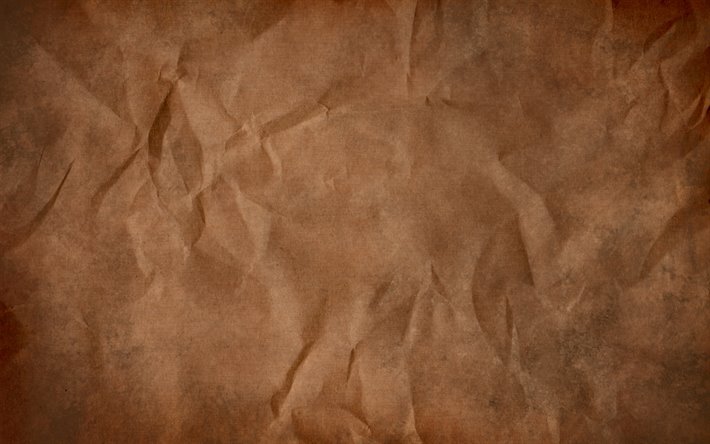 brun texture du papier, 4k, brun papier froiss&#233;, macro, papier brun, vintage texture, papier froiss&#233;, des textures de papier, brun origines