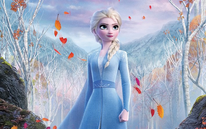 2019, Frozen 2, 4k, Queen Elsa, portrait, main character, promotional materials