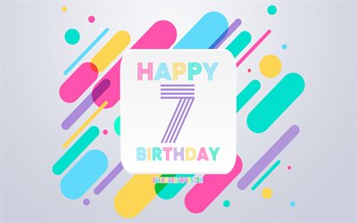 Happy 7 Years Birthday, Abstract Birthday Background, Happy 7th Birthday, Colorful Abstraction, 7th Happy Birthday, Birthday lines background, 7 Years Birthday, 7 Years Birthday party