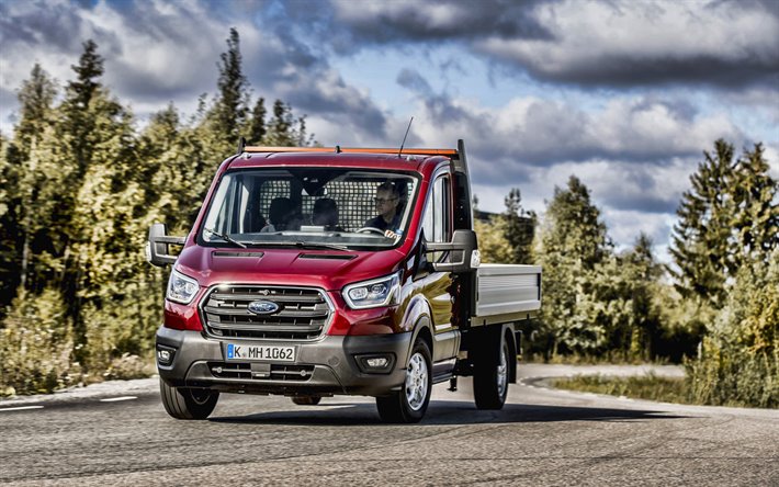 Ford Transit Chasis Cabina, 4k, transporte de carga, 2019 camiones, LKW, 2019 Ford Transit de Ford