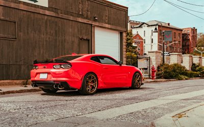 2021, Chevrolet Camaro SS, rear view, exterior, red sports coupe, new red Camaro SS, American sports cars, Chevrolet