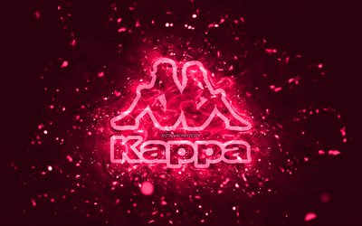 Logo rose Kappa, 4k, n&#233;ons roses, cr&#233;atif, fond abstrait rose, logo Kappa, marques, Kappa