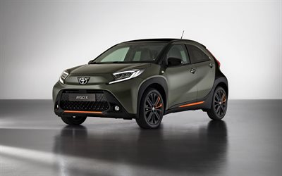 2022, Toyota Aygo X, 4k, front view, exterior, new brown Aygo X, Japanese cars, Toyota